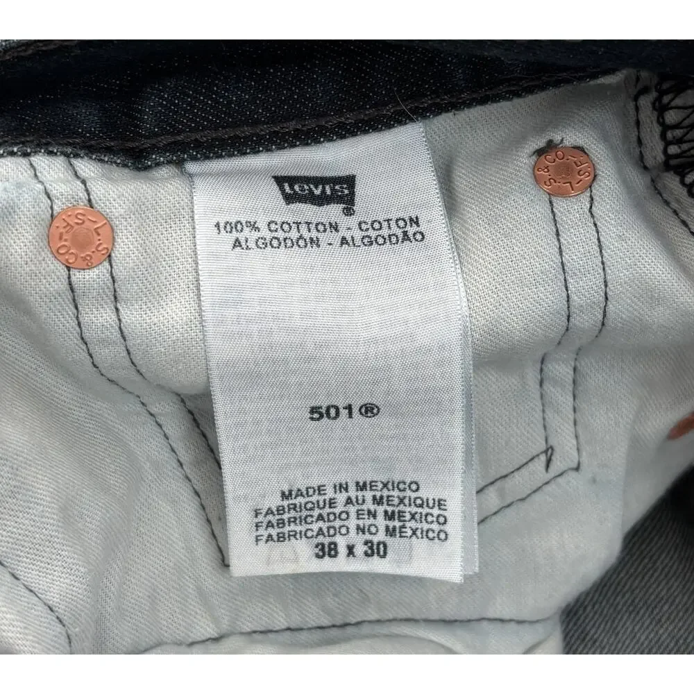 Levi’s 501 Jeans Mens 38x30 Rinse Dark Wash Straight Leg Classic Denim Excellent